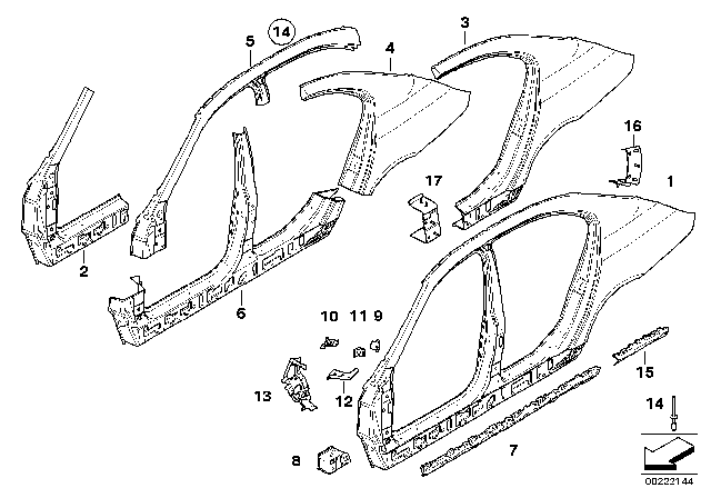 2008 BMW 528i Side Frame Diagram