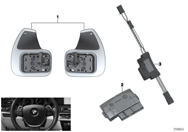 2015 BMW 640i xDrive Steering Wheel Module And Shift Paddles Diagram