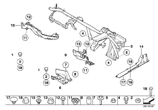 2001 BMW X5 Body Parts / Floor Panel / Engine Compartment Diagram