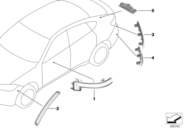 2019 BMW X2 Side-Marker Rear Reflector, Left Diagram for 63137420741