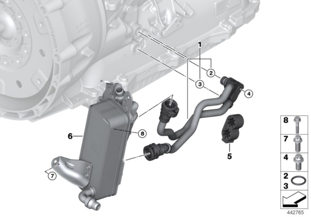 2019 BMW 440i xDrive Transmission Oil Cooler / Oil Cooler Line Diagram