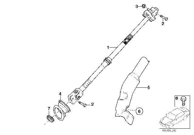 2002 BMW 540i Steering Column - Lower Joint Assy Diagram