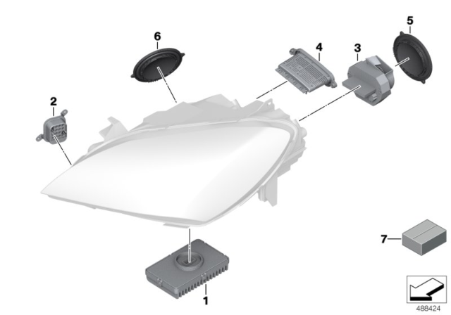 2013 BMW 650i Single Parts, Headlight Diagram