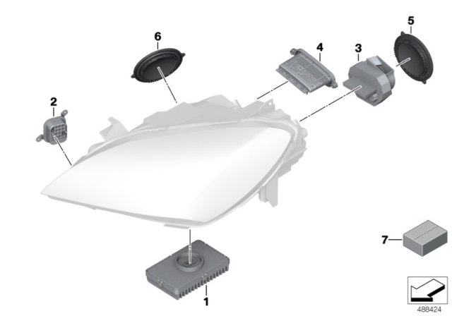 2012 BMW 650i xDrive Single Parts, Headlight Diagram