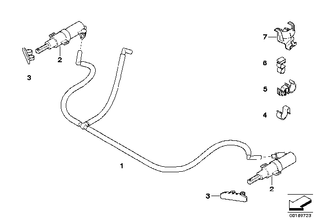 2008 BMW 328xi Single Parts For Head Lamp Cleaning Diagram