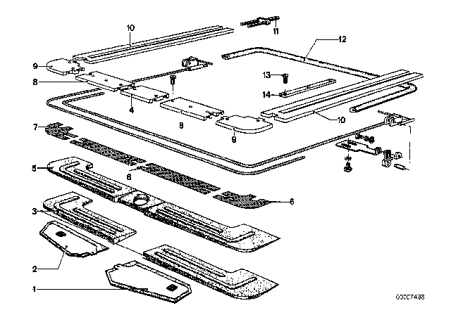 1976 BMW 530i Single Parts For Sliding Lifting Roof Diagram 1