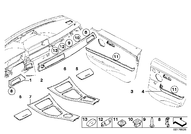 2011 BMW 328i xDrive Interior Trim Strips Diagram 2