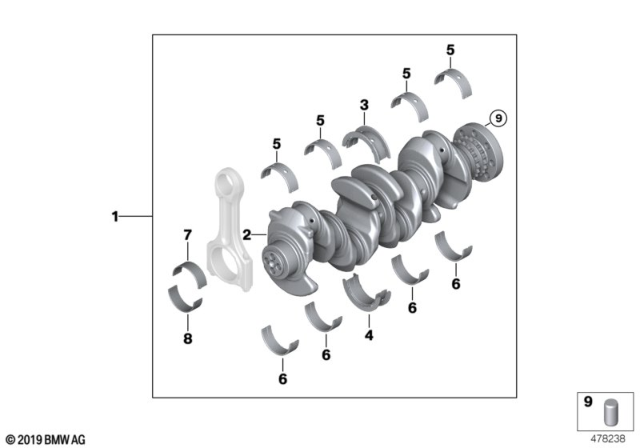 GUIDE-BEARING SHELL GREEN Diagram for 11217803496