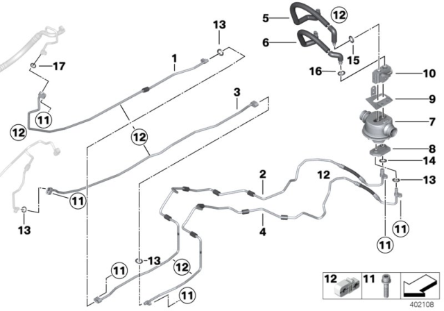 2015 BMW ActiveHybrid 5 Pressure Pipe, Rear Diagram for 64539253585