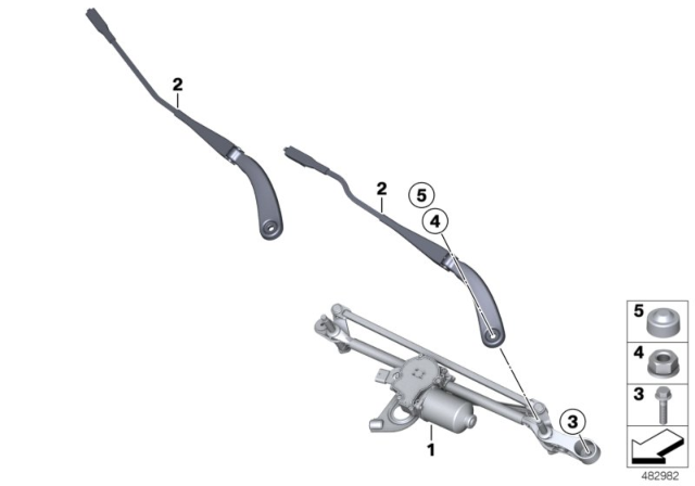 2020 BMW 440i Single Wiper Parts Diagram