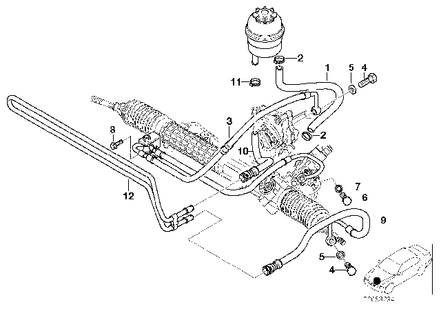 2002 BMW M3 Hydro Steering - Oil Pipes Diagram