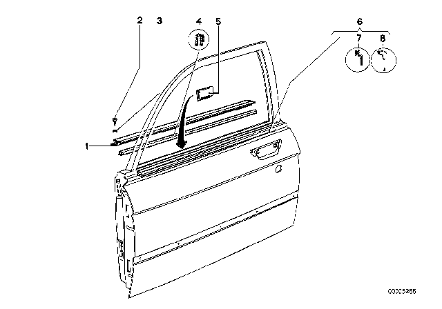 1975 BMW 530i Door Weatherstrip Diagram 2