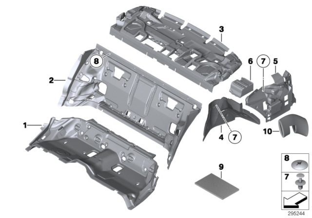 2011 BMW 740Li Sound Insulation Floor Rear Diagram for 51489113240