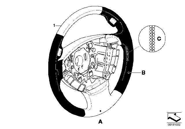 2008 BMW 760Li Steering Wheel Leather Diagram for 32307970638