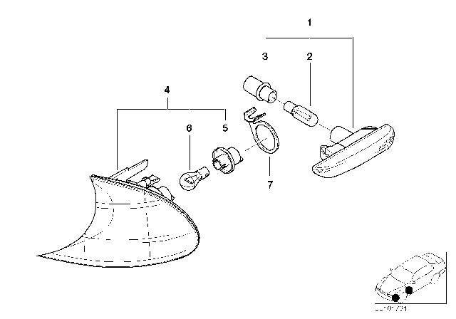 2003 BMW 325Ci Front / Front Lateral Turn Indicator Diagram