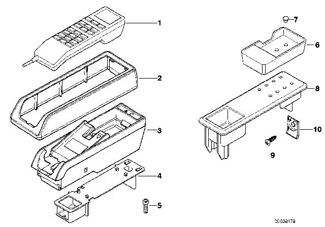 1996 BMW 840Ci Single Parts For Centre Console Telephone Diagram