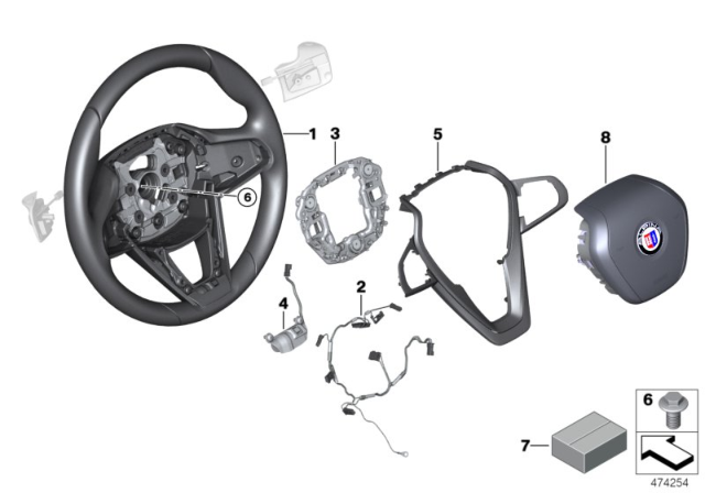 2018 BMW Alpina B7 Sport Steering Wheel, Airbag, Multifunction / Paddles Diagram