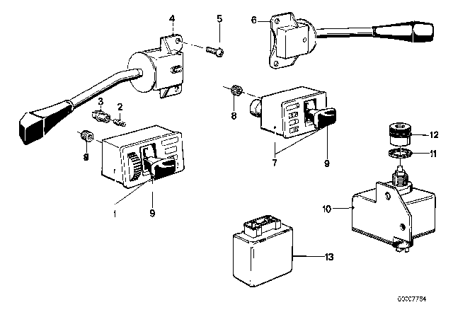 1979 BMW 733i Fog Lamp Switch Diagram for 61311366739