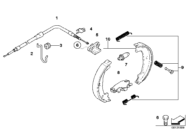 2010 BMW 535i xDrive Parking Brake / Brake Shoes Diagram