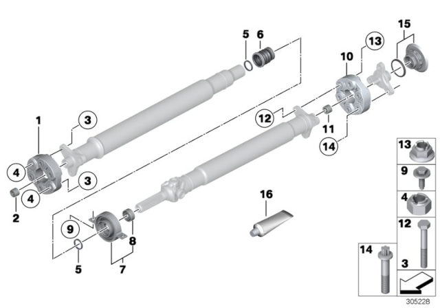 2011 BMW 750Li Flexible Discs / Centre Mount / Insert Nut Diagram