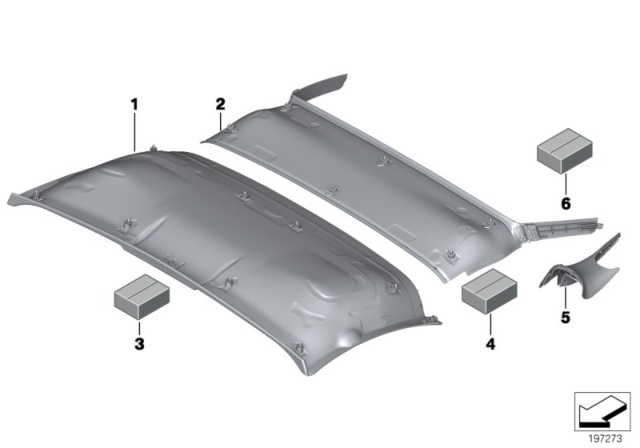 2012 BMW Z4 Internal Head Lining Diagram