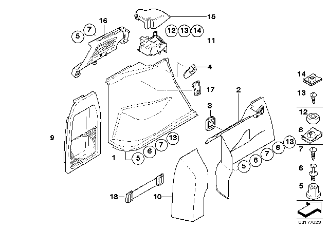 2009 BMW X3 Left Trunk Flap Diagram for 51473422820