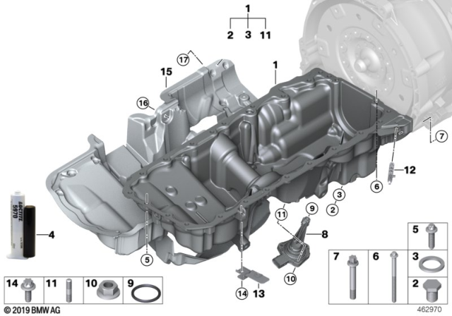 2017 BMW 540i Oil Pan Diagram 2