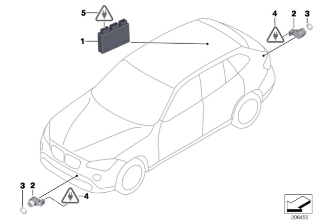 2015 BMW X1 Park Distance Control (PDC) Diagram 1