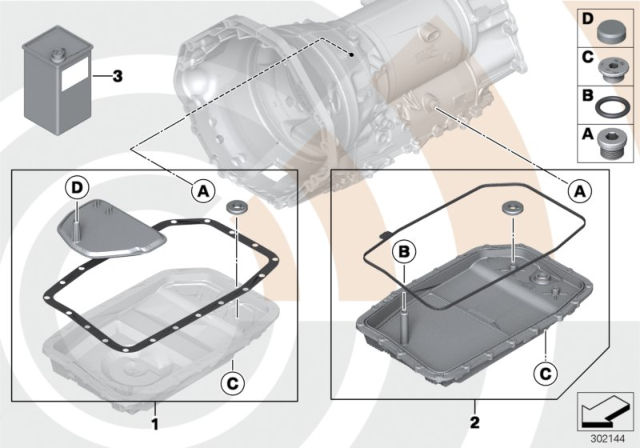 2010 BMW X5 Fluid Change Kit, Automatic Transmission Diagram