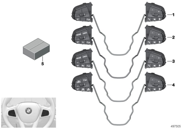 SWITCH, MULTIFUNCT. STEERING Diagram for 61319461221