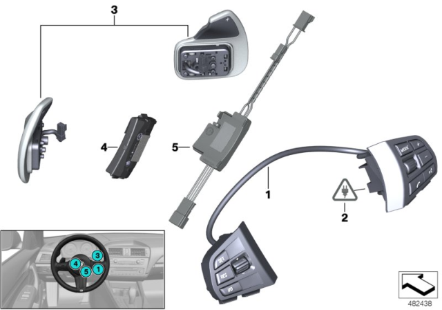 2015 BMW X3 Switch And Electronics, Steering Wheel Diagram