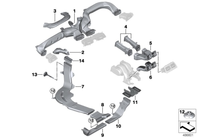 2017 BMW 540i Air Channel Diagram