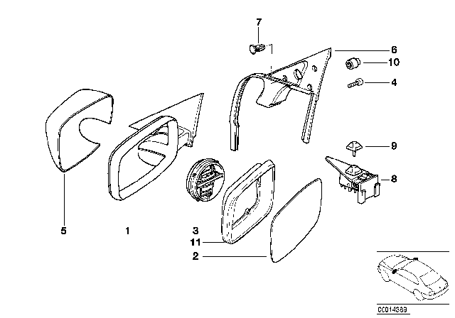 1993 BMW 850Ci Electric.Exterior Heatable Mirror Left Diagram for 51168124655