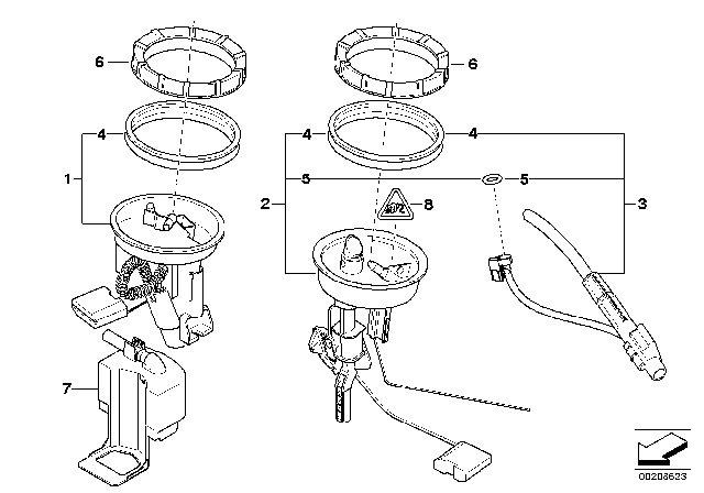 2003 BMW 330xi Fuel Pump And Fuel Level Sensor Diagram