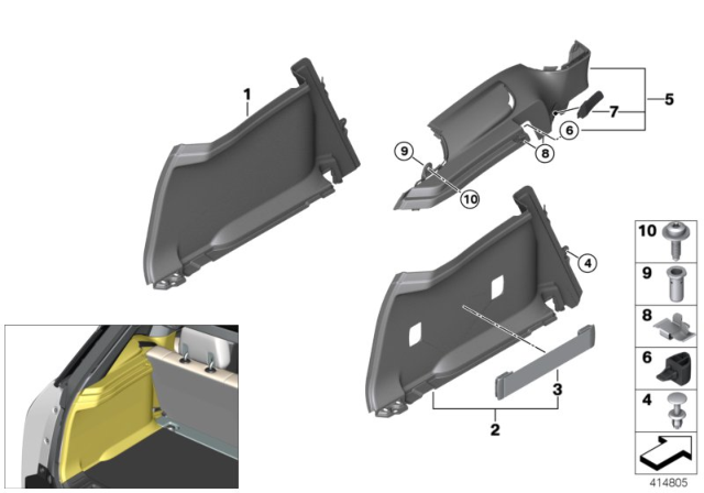 2016 BMW i3 Trim Panel, Luggage Compartment Diagram 1