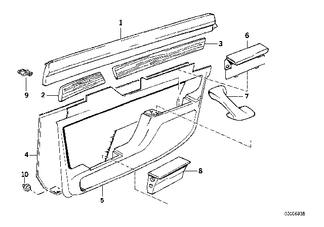 1991 BMW 735i Door Lining Leather Rear Left Diagram for 51421949345