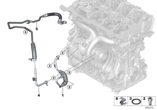 2018 BMW X1 Line, Coolant Feed, Turbocharger Diagram for 11537617532