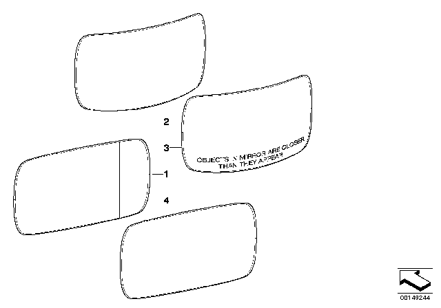 2009 BMW X3 Mirror Glass Diagram 3