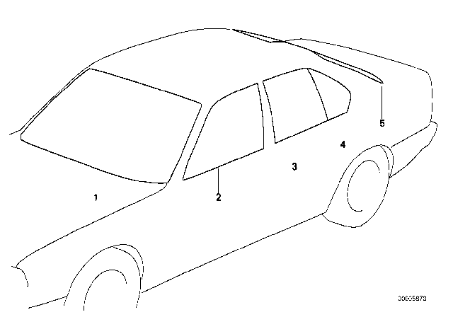 1984 BMW 528e Glazing Diagram