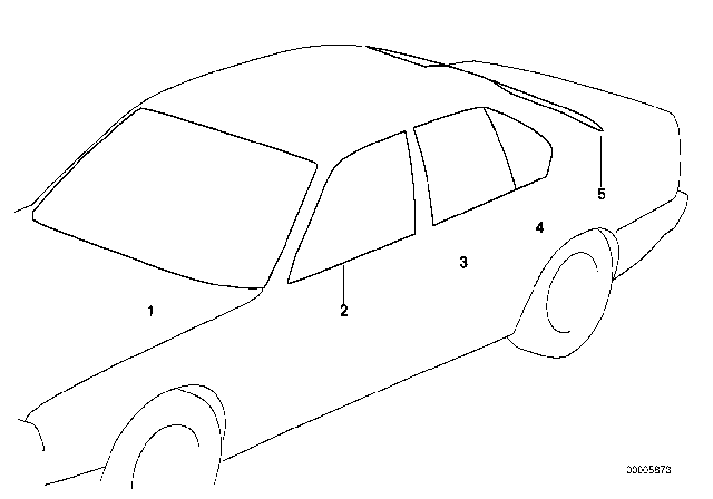 1993 BMW 750iL Rear Window Green W. Antenne Diagram for 51311957092