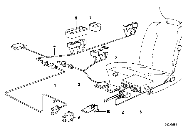 1989 BMW 635CSi Wiring, Adjustable Front Seat Diagram