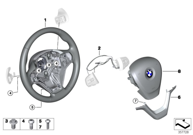 2015 BMW X5 Sport Steering Wheel, Airbag, W/Shift Paddles Diagram