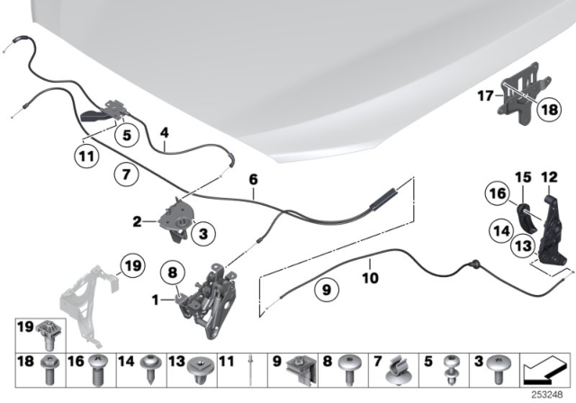 2013 BMW 550i GT Engine Bonnet, Closing System Diagram