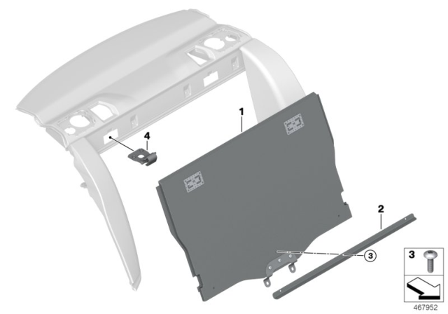 2016 BMW M4 SECTION FOR PARTITION WALL Diagram for 52208067620