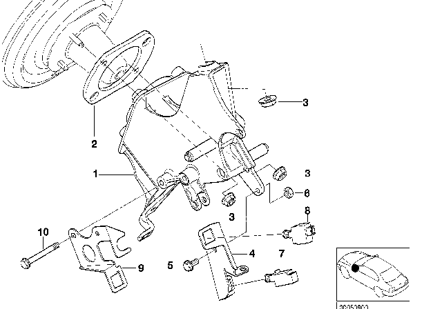 2006 BMW X5 Pedals - Supporting Bracket Diagram