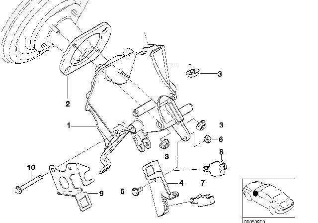 2001 BMW X5 Bracket For Stop Light And Clutch Switch Diagram for 35101165693