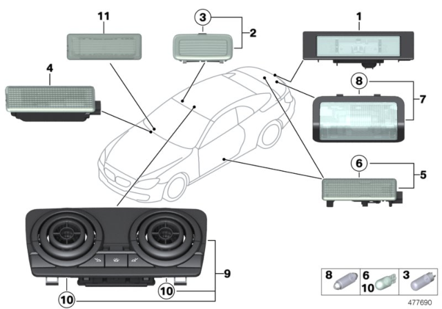 2015 BMW 650i Various Lamps Diagram