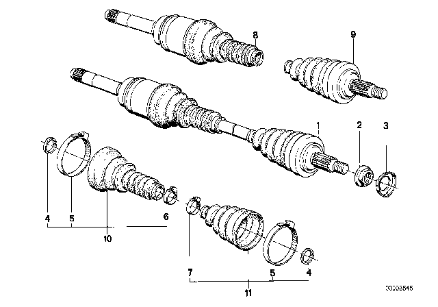 1990 BMW 325ix Exchange. Output Shaft Abs, Left Diagram for 31601226815