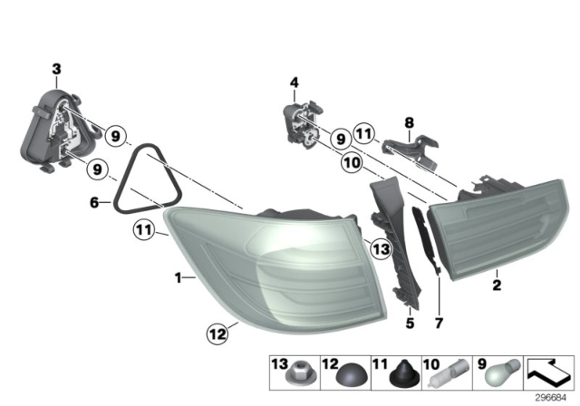 2014 BMW 328i xDrive Rear Light In Trunk Lid, Right Diagram for 63217372794