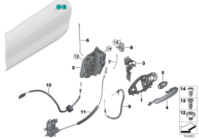 2019 BMW M850i xDrive Locking System, Door Diagram